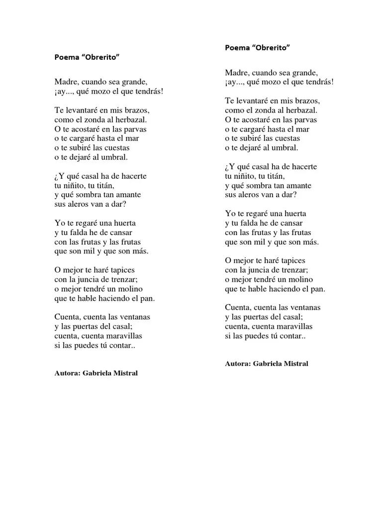 poema de gabriela mistral a la madre - Qué poema le puedo decir a mi madre